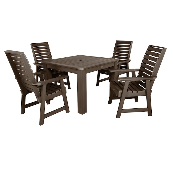Highwood Usa Weatherly 5pc Square Outdoor Patio Furniture Dining Set AD-DNW44-ACE - main